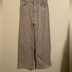 Divided by H&M high-rise wide-legged twill pants- light beige- 4